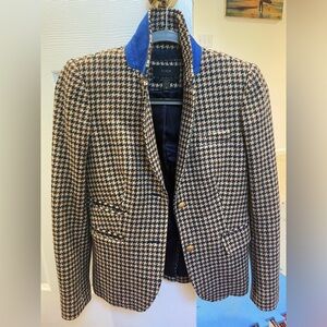 J. Crew $198 Fitted Wool Blend Schoolboy Houndstooth Blaze size 0